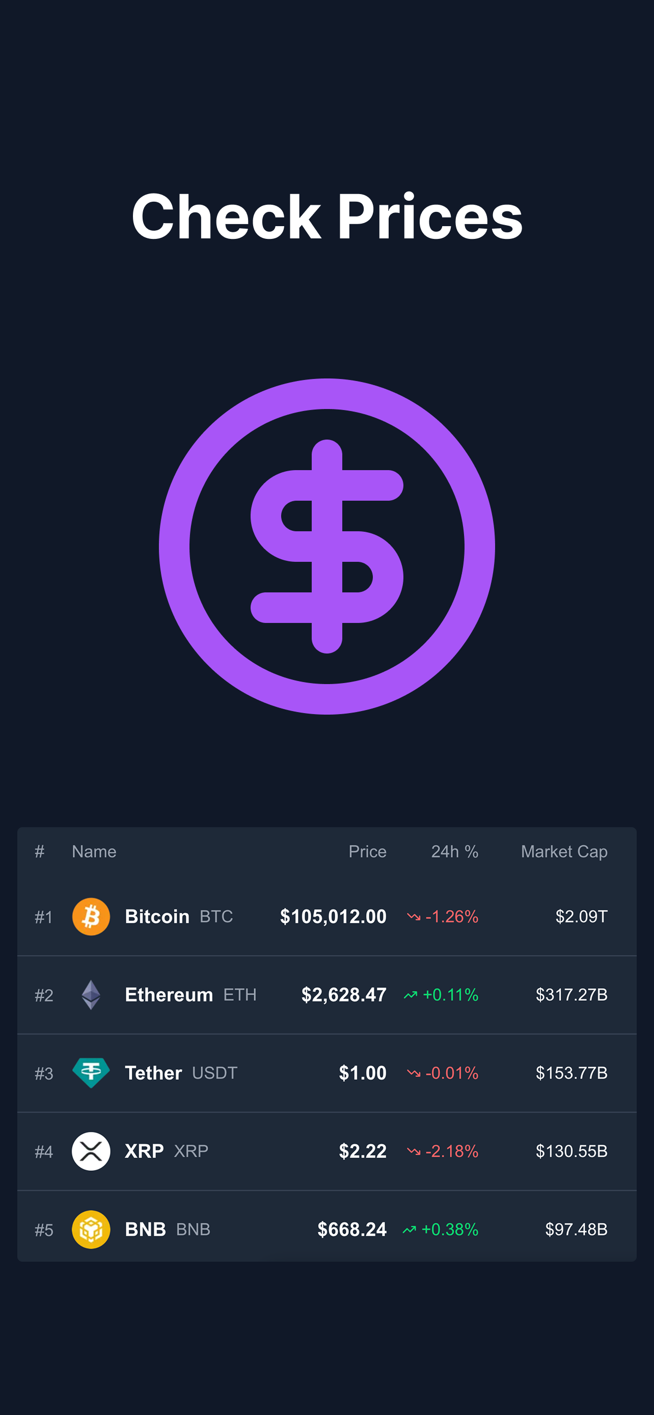 Prices - Farcaster Mini Apps screenshot